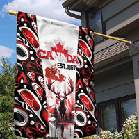 Canada Day Garden Flag The Forest Moose and Maple Leaves-Haida Pattern
