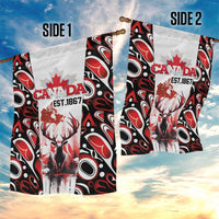 Canada Day Garden Flag The Forest Moose and Maple Leaves-Haida Pattern