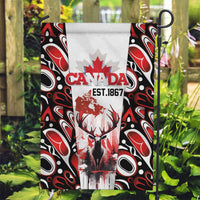Canada Day Garden Flag The Forest Moose and Maple Leaves-Haida Pattern