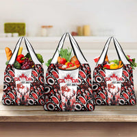 Canada Day Grocery Bag The Forest Moose and Maple Leaves-Haida Pattern