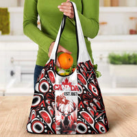 Canada Day Grocery Bag The Forest Moose and Maple Leaves-Haida Pattern