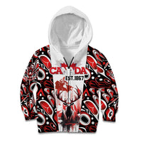 Canada Day Kid Hoodie The Forest Moose and Maple Leaves-Haida Pattern