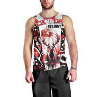 Canada Day Men Tank Top The Forest Moose and Maple Leaves-Haida Pattern
