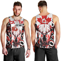 Canada Day Men Tank Top The Forest Moose and Maple Leaves-Haida Pattern