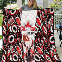 Canada Day Quilt The Forest Moose and Maple Leaves-Haida Pattern