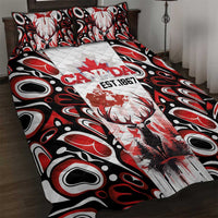 Canada Day Quilt Bed Set The Forest Moose and Maple Leaves-Haida Pattern