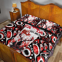 Canada Day Quilt Bed Set The Forest Moose and Maple Leaves-Haida Pattern