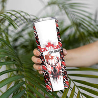 Canada Day Skinny Tumbler The Forest Moose and Maple Leaves-Haida Pattern