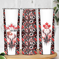 Canada Day Skinny Tumbler The Forest Moose and Maple Leaves-Haida Pattern