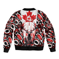 Canada Day Sleeve Zip Bomber Jacket The Forest Moose and Maple Leaves-Haida Pattern