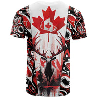 Canada Day T Shirt The Forest Moose and Maple Leaves-Haida Pattern