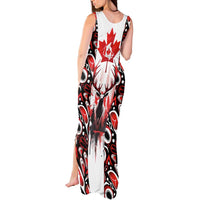 Canada Day Tank Maxi Dress The Forest Moose and Maple Leaves-Haida Pattern