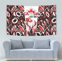 Canada Day Tapestry The Forest Moose and Maple Leaves-Haida Pattern