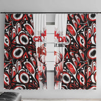 Canada Day Window Curtain The Forest Moose and Maple Leaves-Haida Pattern