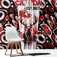 Canada Day Window Curtain The Forest Moose and Maple Leaves-Haida Pattern