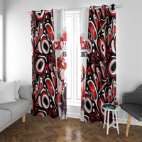 Canada Day Window Curtain The Forest Moose and Maple Leaves-Haida Pattern