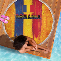 Personalized Romania Flag Day Beach Blanket Traditional Pattern Royal Style