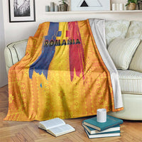 Personalized Romania Flag Day Blanket Traditional Pattern Royal Style
