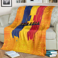 Personalized Romania Flag Day Blanket Traditional Pattern Royal Style