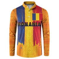 Personalized Romania Flag Day Button Sweatshirt Traditional Pattern Royal Style