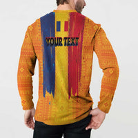 Personalized Romania Flag Day Button Sweatshirt Traditional Pattern Royal Style