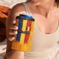 Personalized Romania Flag Day 4 in 1 Can Cooler Tumbler Traditional Pattern Royal Style