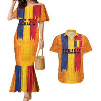 Personalized Romania Flag Day Couples Matching Mermaid Dress and Hawaiian Shirt Traditional Pattern Royal Style