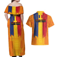 Personalized Romania Flag Day Couples Matching Off Shoulder Maxi Dress and Hawaiian Shirt Traditional Pattern Royal Style