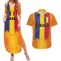 Personalized Romania Flag Day Couples Matching Summer Maxi Dress and Hawaiian Shirt Traditional Pattern Royal Style