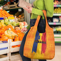 Personalized Romania Flag Day Grocery Bag Traditional Pattern Royal Style