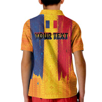 Personalized Romania Flag Day Kid Polo Shirt Traditional Pattern Royal Style