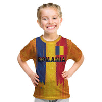 Personalized Romania Flag Day Kid T Shirt Traditional Pattern Royal Style