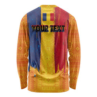 Personalized Romania Flag Day Long Sleeve Shirt Traditional Pattern Royal Style
