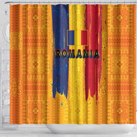 Personalized Romania Flag Day Shower Curtain Traditional Pattern Royal Style