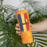 Personalized Romania Flag Day Skinny Tumbler Traditional Pattern Royal Style