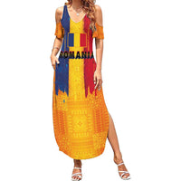 Personalized Romania Flag Day Summer Maxi Dress Traditional Pattern Royal Style