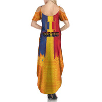 Personalized Romania Flag Day Summer Maxi Dress Traditional Pattern Royal Style