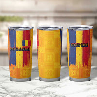 Personalized Romania Flag Day Tumbler Cup Traditional Pattern Royal Style