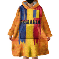 Personalized Romania Flag Day Wearable Blanket Hoodie Traditional Pattern Royal Style
