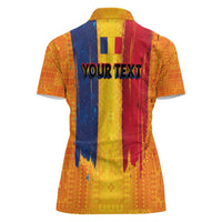 Personalized Romania Flag Day Women Polo Shirt Traditional Pattern Royal Style
