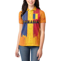 Personalized Romania Flag Day Women Polo Shirt Traditional Pattern Royal Style