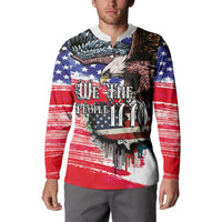 The United States Independence Day Button Sweatshirt We The People Watercolor Style