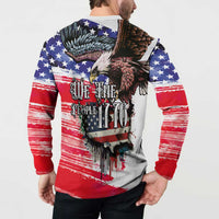 The United States Independence Day Button Sweatshirt We The People Watercolor Style