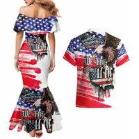 The United States Independence Day Couples Matching Mermaid Dress and Hawaiian Shirt We The People Watercolor Style