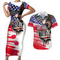 The United States Independence Day Couples Matching Short Sleeve Bodycon Dress and Hawaiian Shirt We The People Watercolor Style