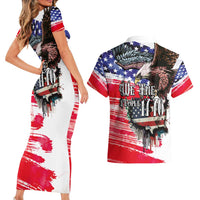The United States Independence Day Couples Matching Short Sleeve Bodycon Dress and Hawaiian Shirt We The People Watercolor Style
