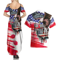 The United States Independence Day Couples Matching Summer Maxi Dress and Hawaiian Shirt We The People Watercolor Style