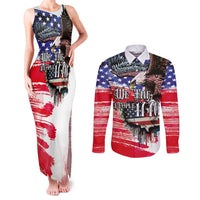 The United States Independence Day Couples Matching Tank Maxi Dress and Long Sleeve Button Shirt We The People Watercolor Style