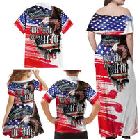 The United States Independence Day Family Matching Off Shoulder Maxi Dress and Hawaiian Shirt We The People Watercolor Style