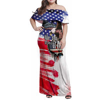 The United States Independence Day Family Matching Off Shoulder Maxi Dress and Hawaiian Shirt We The People Watercolor Style